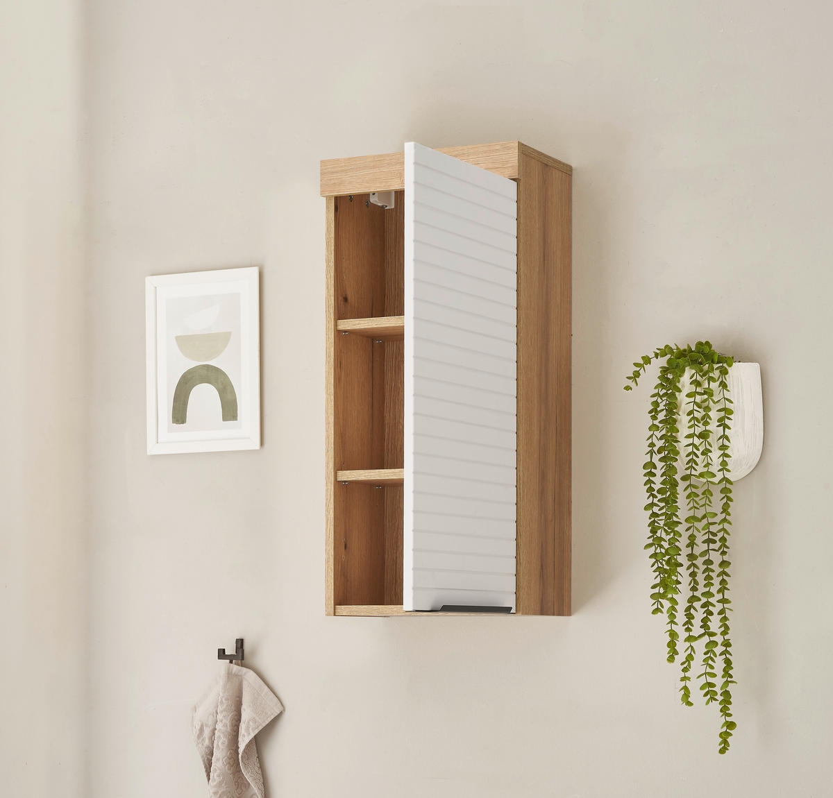 HÄNGESCHRANK 36/77/23 cm  - Eichefarben/Schwarz, Basics, Holzwerkstoff/Kunststoff (36/77/23cm) - MID.YOU