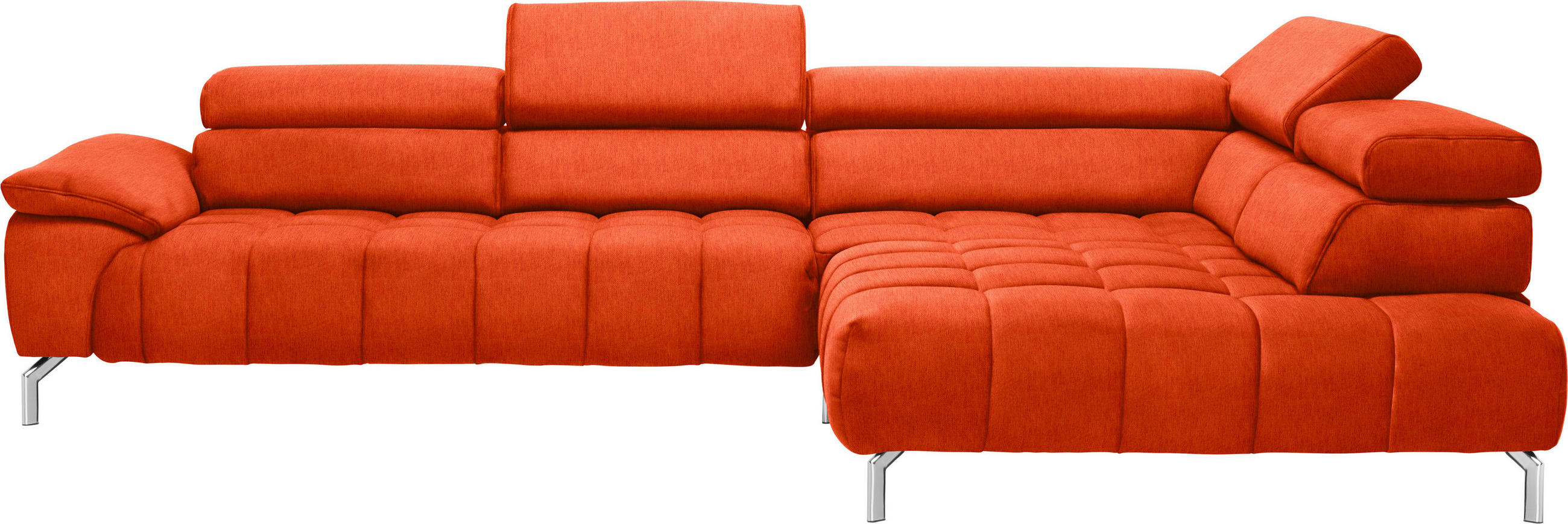 ECKSOFA in Chenille Orange  - Chromfarben/Orange, Design, Textil/Metall (323/222cm) - Beldomo Style