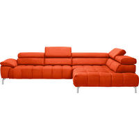 ECKSOFA Orange Chenille  - Chromfarben/Orange, Design, Textil/Metall (323/222cm) - Beldomo Style