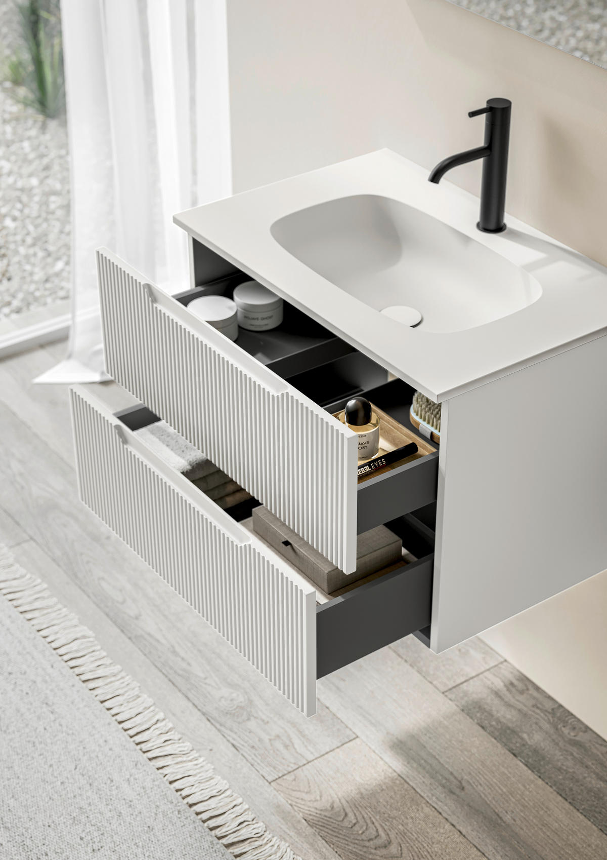 BADEZIMMER 3-teilig  in 70 cm  - Weiß, KONVENTIONELL, Holzwerkstoff/Stein (70cm) - Belluti