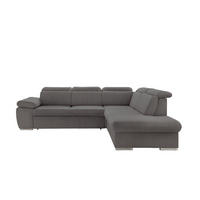 ECKSOFA Grau Cord  - Chromfarben/Grau, Design, Textil/Metall (283/228cm) - Livetastic