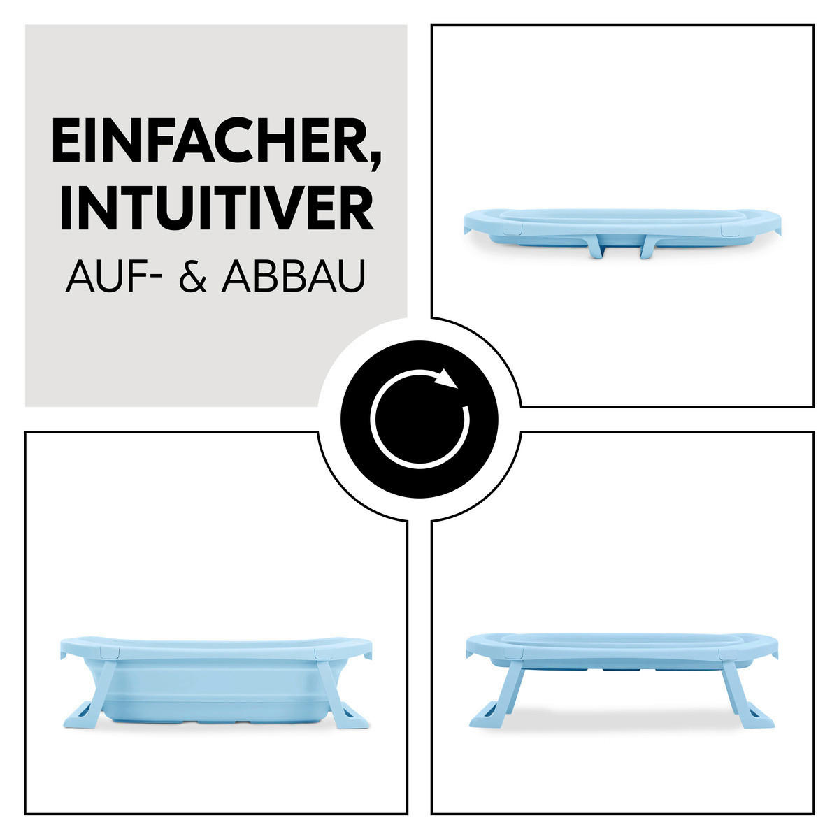 BABYBADEWANNE Wash N Fold  - Hellblau, Basics, Kunststoff (48/25/80cm) - Hauck