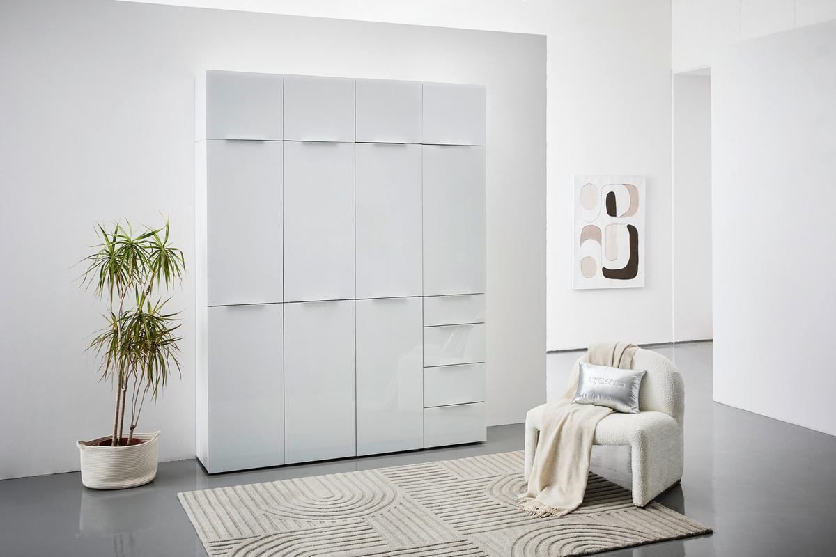 AUFSATZSCHRANK 45/40,2/40,3 cm   - Weiss Hochglanz/Weiss, Design, Glas/Holzwerkstoff (45/40,2/40,3cm) - Voleo