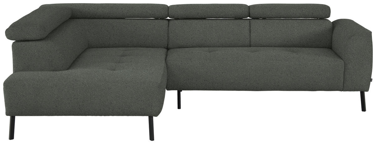 ECKSOFA in Struktur Grau  205/280 cm  - Schwarz/Grau, Design, Textil/Metall (205/280cm) - Xora