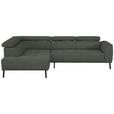 ECKSOFA in Struktur Grau 205/280 cm - Schwarz/Grau, Design, Textil/Metall (205/280cm) - Xora