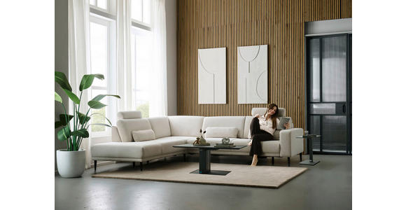 ECKSOFA Dieter Knoll Beige Chenille  - Beige/Schwarz, Design, Textil/Metall (254/303cm) - Dieter Knoll