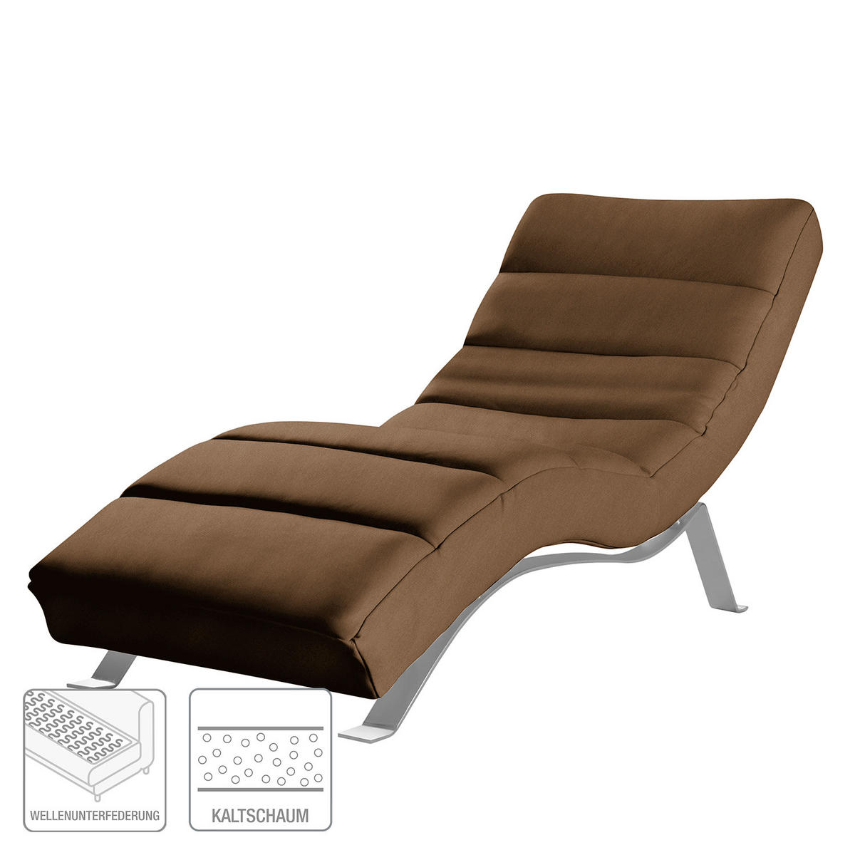 RELAXLIEGE SWING Mikrofaser Dunkelbraun  - Dunkelbraun/Silberfarben, Design, Textil/Metall (65/65-95/171cm) - Livetastic