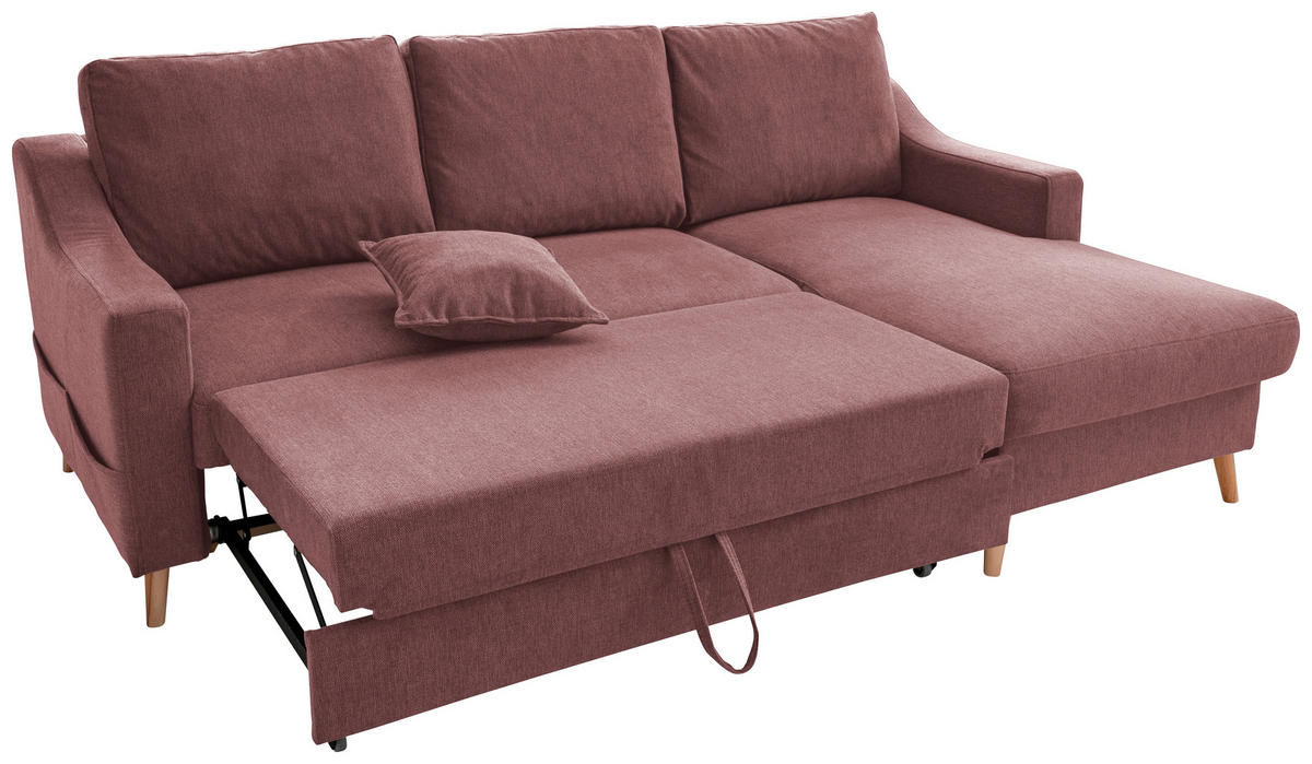 ECKSOFA Struktur Rosa  - Naturfarben/Rosa, Konventionell, Holz/Textil (228/150cm) - P & B