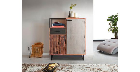 KOMMODE 100/122/40 cm  - Hellbraun/Schwarz, Design, Holz/Stein (100/122/40cm) - Carryhome