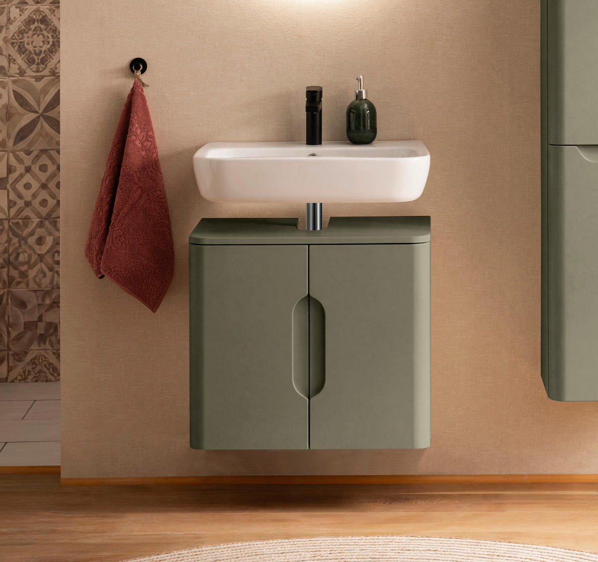 WASCHBECKENUNTERSCHRANK 61/53/35 cm  - Schilfgrün, KONVENTIONELL, Holzwerkstoff (61/53/35cm) - Xora