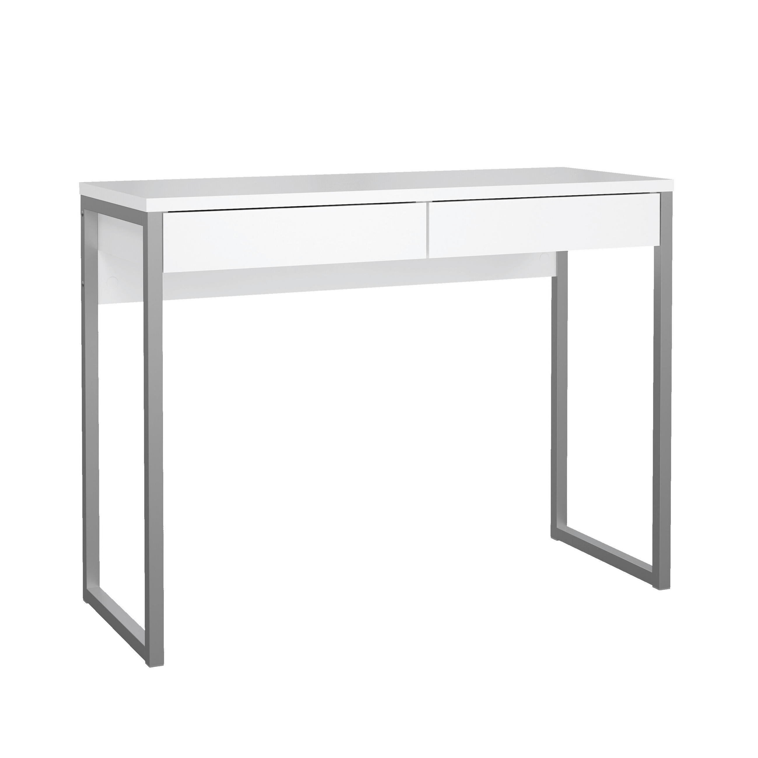 MASĂ DE SCRIS in material pe bază de lemn  - alb lucios intens/gri, Modern, metal/material pe bază de lemn (101,6/40,0/76,5cm) - MID.YOU