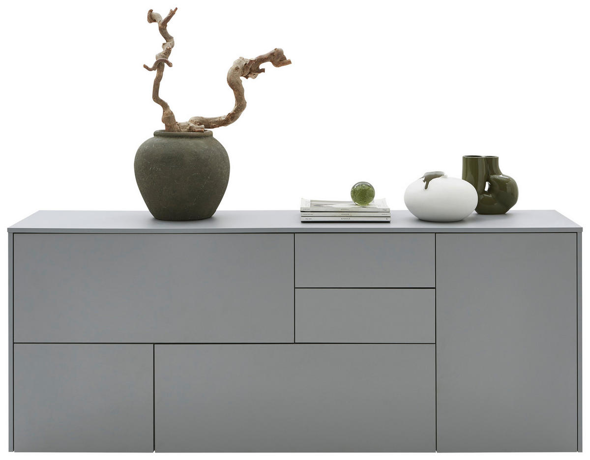 COMODĂ CU UȘI 184/74/41 cm  - culoare lemn stejar/negru, Design, plastic/material pe bază de lemn (184/74/41cm) - Voleo