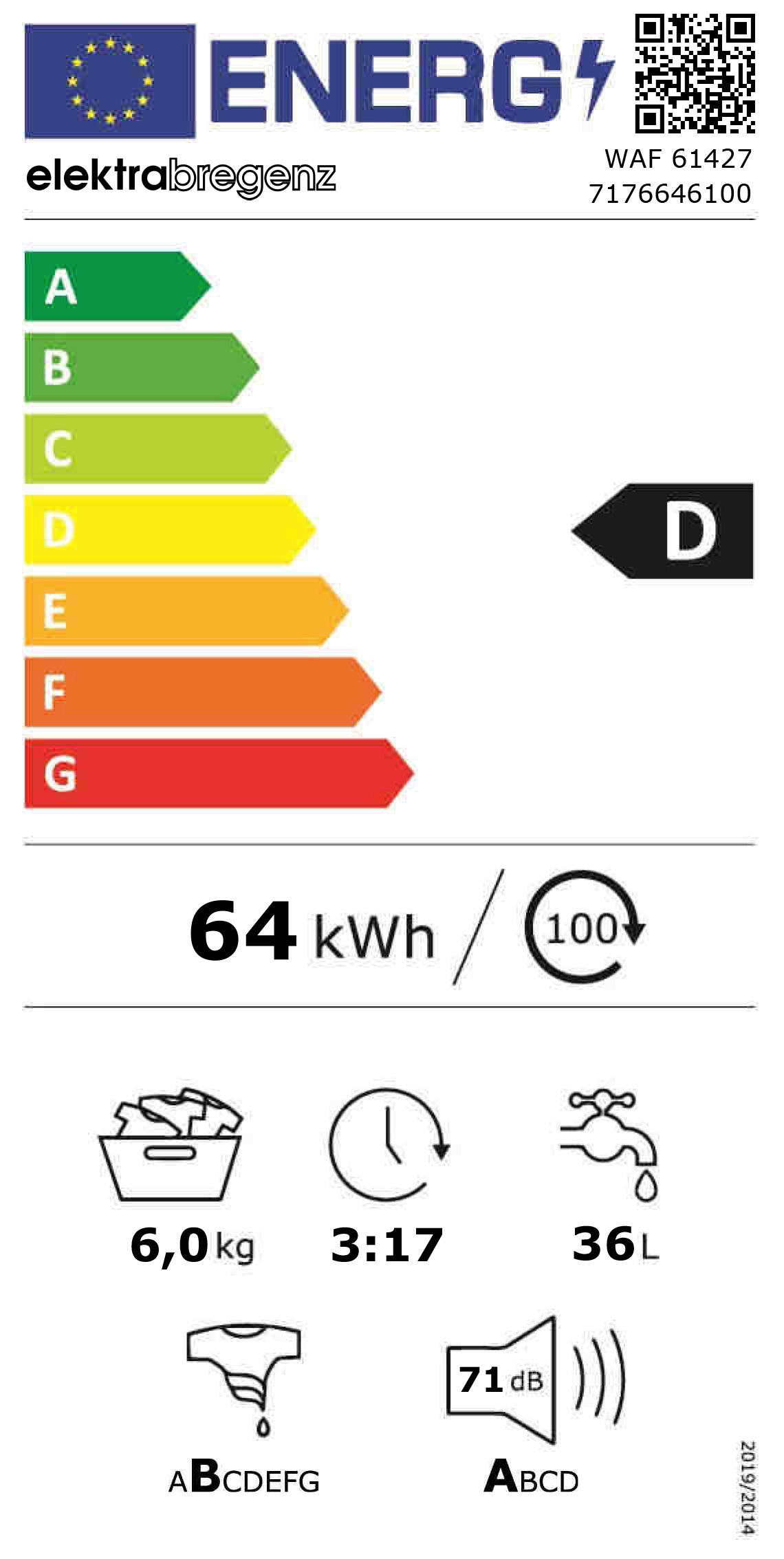 WASCHMASCHINE WAF 61427   - Weiß, Basics, Metall (60/84/49cm) - Elektra Bregenz