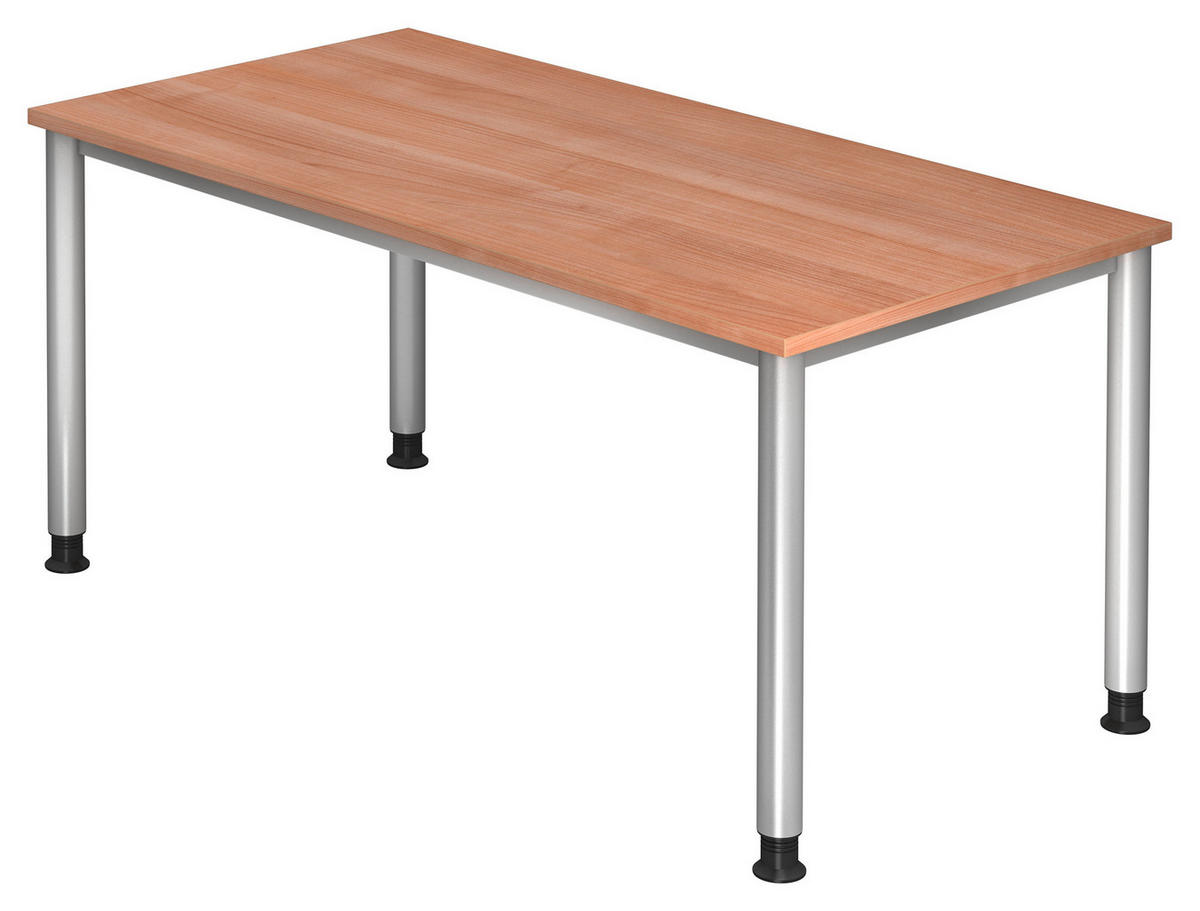 SCHREIBTISCH 160/80/68,5-81 cm  in Nussbaumfarben  - Silberfarben/Nussbaumfarben, KONVENTIONELL, Holzwerkstoff/Metall (160/80/68,5-81cm) - Venda