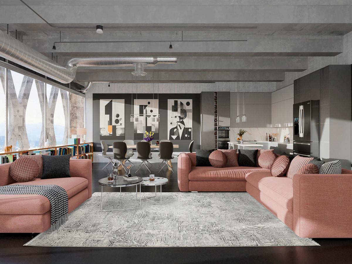 WEBTEPPICH 194/290 cm STONES Grau, Hellgrau  - Hellgrau/Grau, Design, Textil (194/290cm) - Musterring