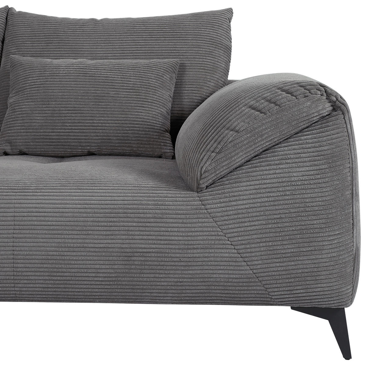 ECKSOFA in Cord Dunkelgrau  - Dunkelgrau/Schwarz, Konventionell, Textil/Metall (176/311cm) - Carryhome