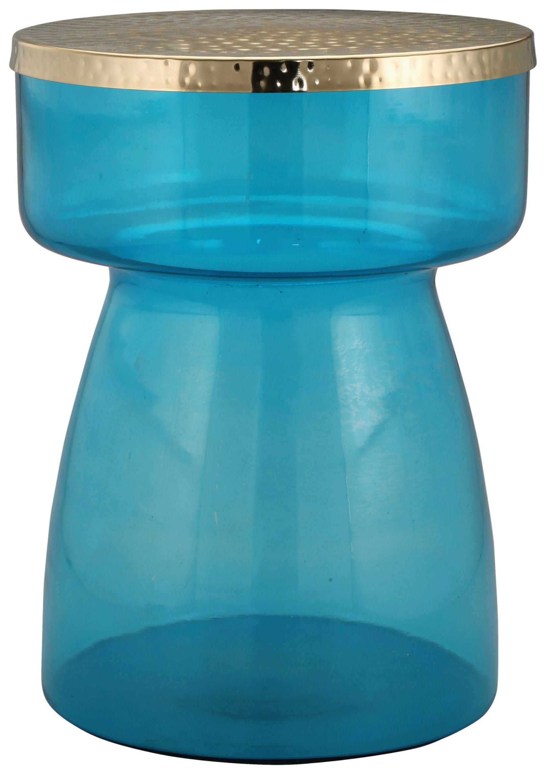 BEISTELLTISCH in Metall, Glas - Blau/Goldfarben, Design, Glas/Metall (36/48cm) - Kayoom