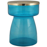 BEISTELLTISCH in Metall, Glas  - Blau/Goldfarben, Design, Glas/Metall (36/48cm) - Kayoom