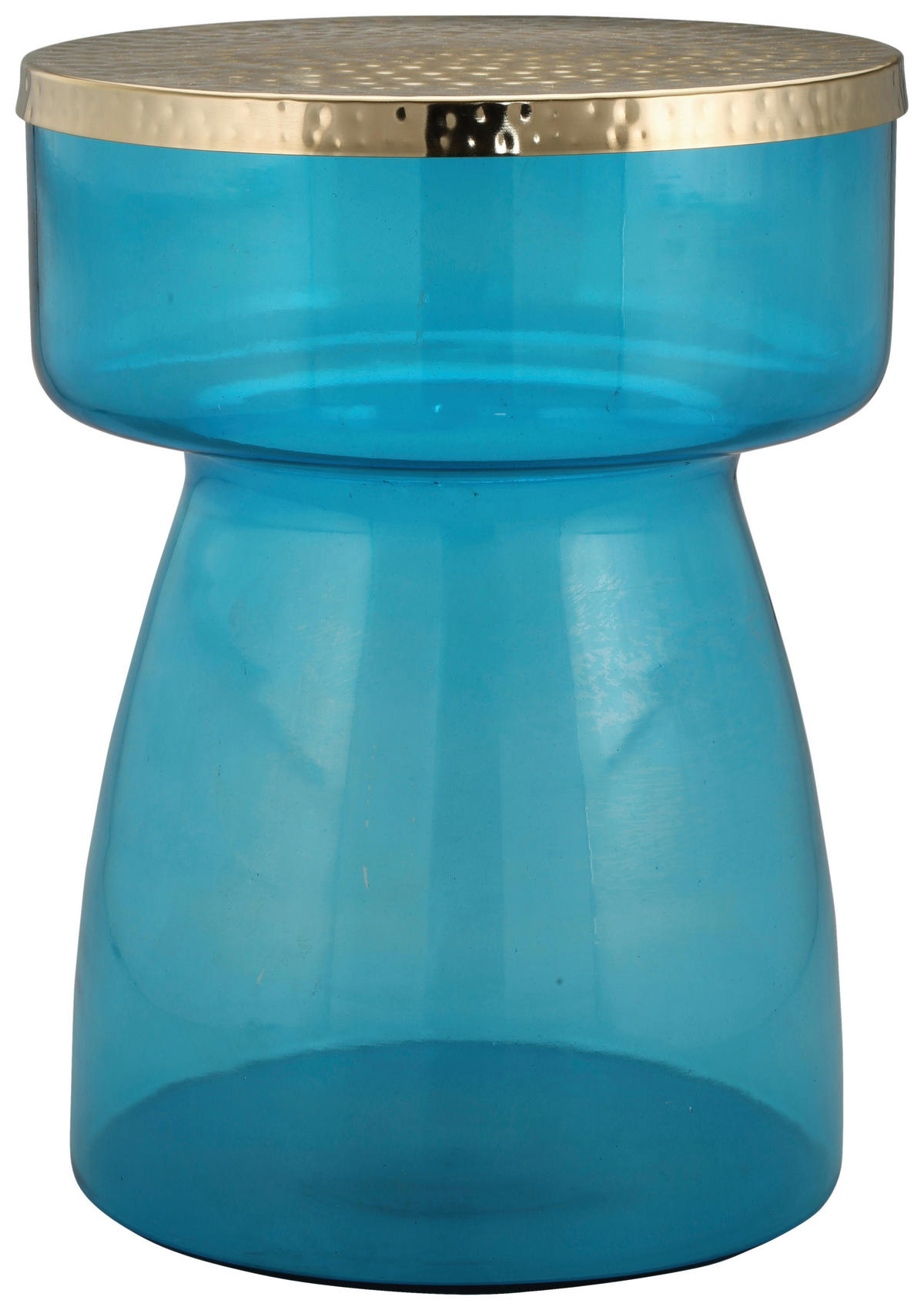 BEISTELLTISCH in Metall, Glas  - Blau/Goldfarben, Design, Glas/Metall (36/48cm) - Kayoom