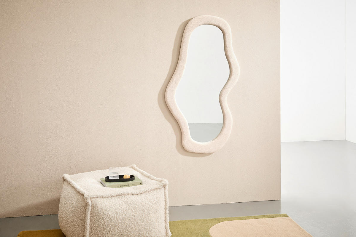 WANDSPIEGEL 70/130/3,5 cm    in Freiform  - Creme, Design, Glas/Holzwerkstoff (70/130/3,5cm) - MID.YOU