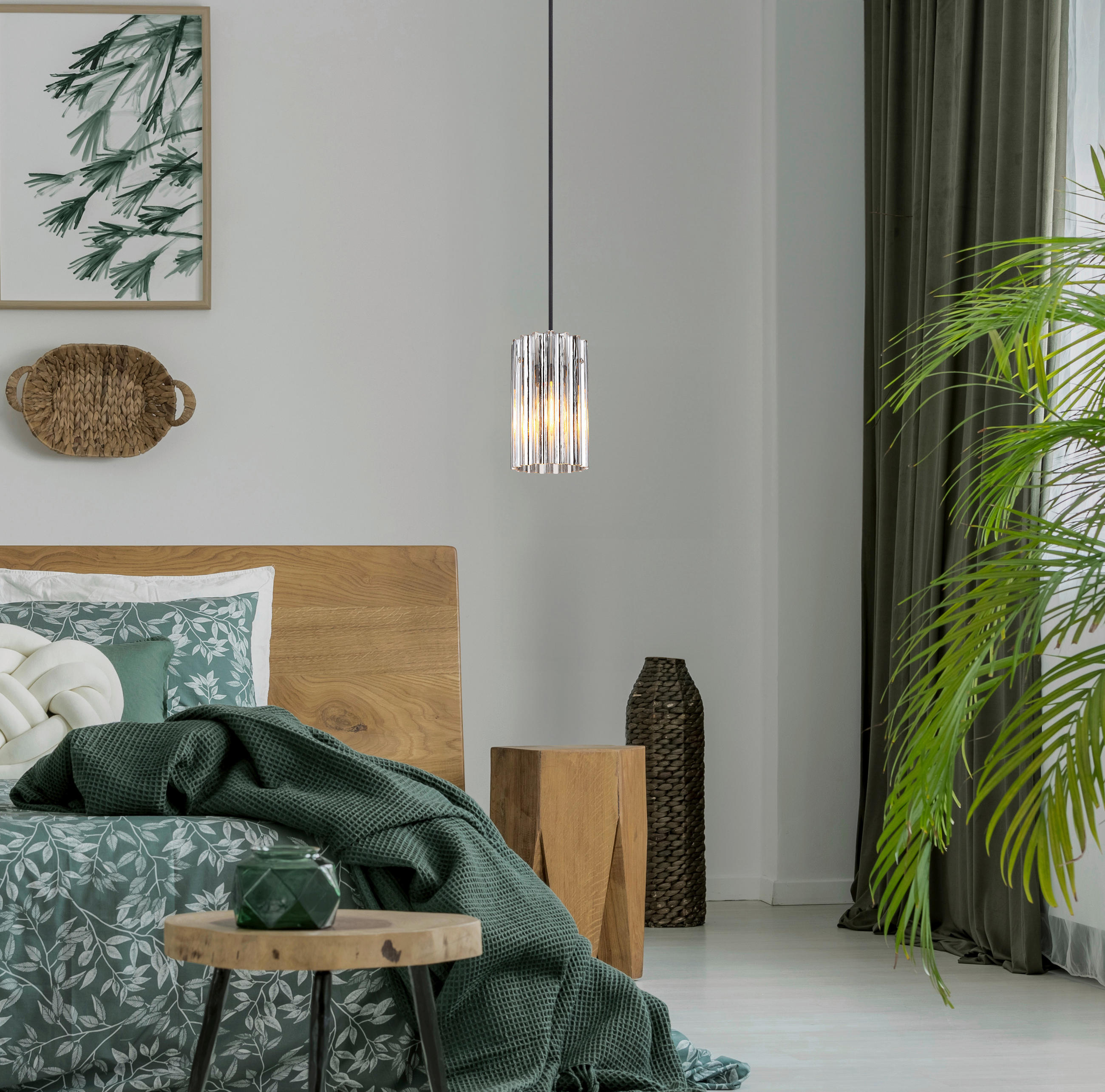 HÄNGELEUCHTE 11.5/120 cm  - Klar/Nickelfarben, Design, Glas/Metall (11.5/120cm) - Globo