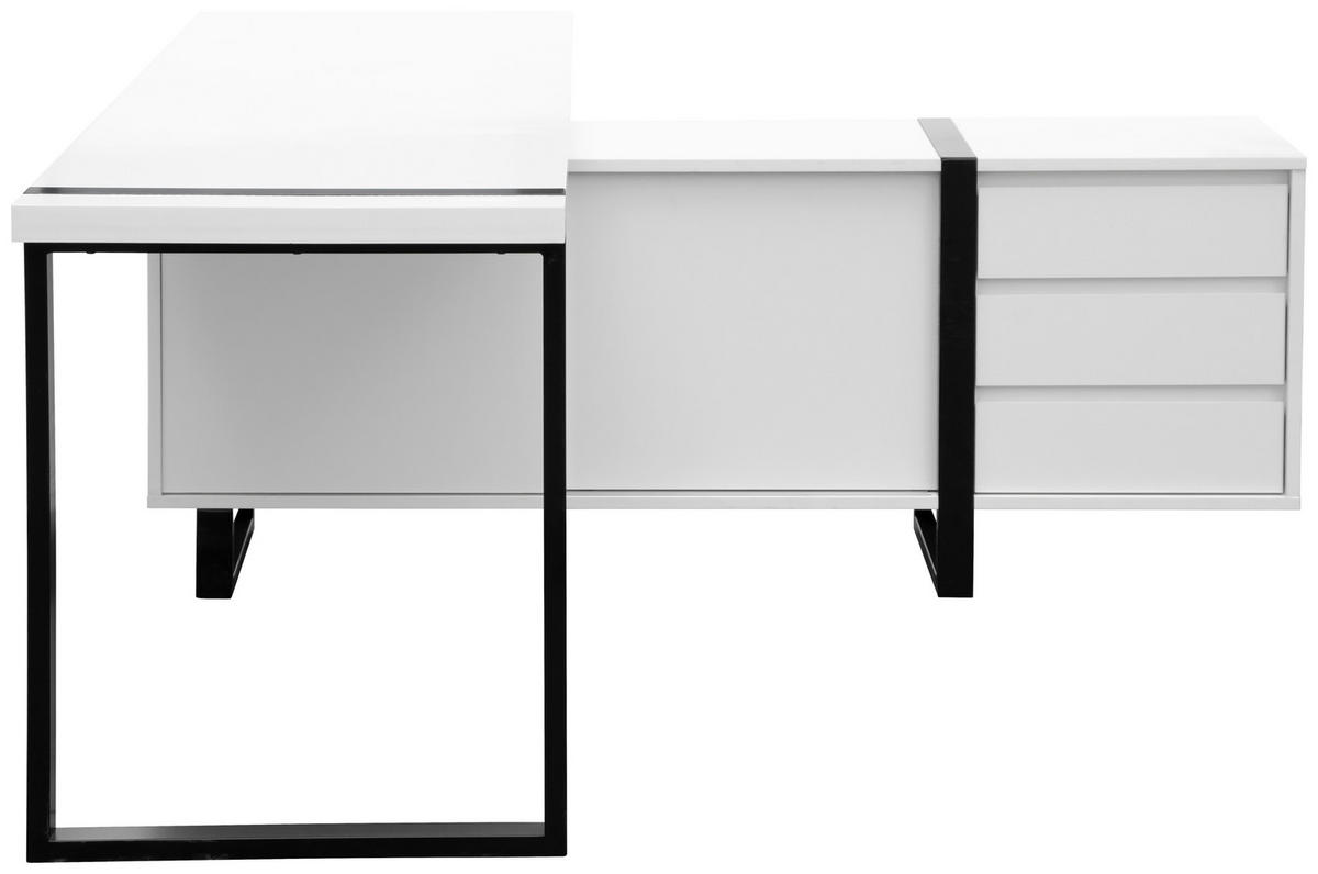 SAROKÍRÓASZTAL  - fekete/fehér, Modern, faalapú anyag/fém (160/160/76cm) - Livetastic