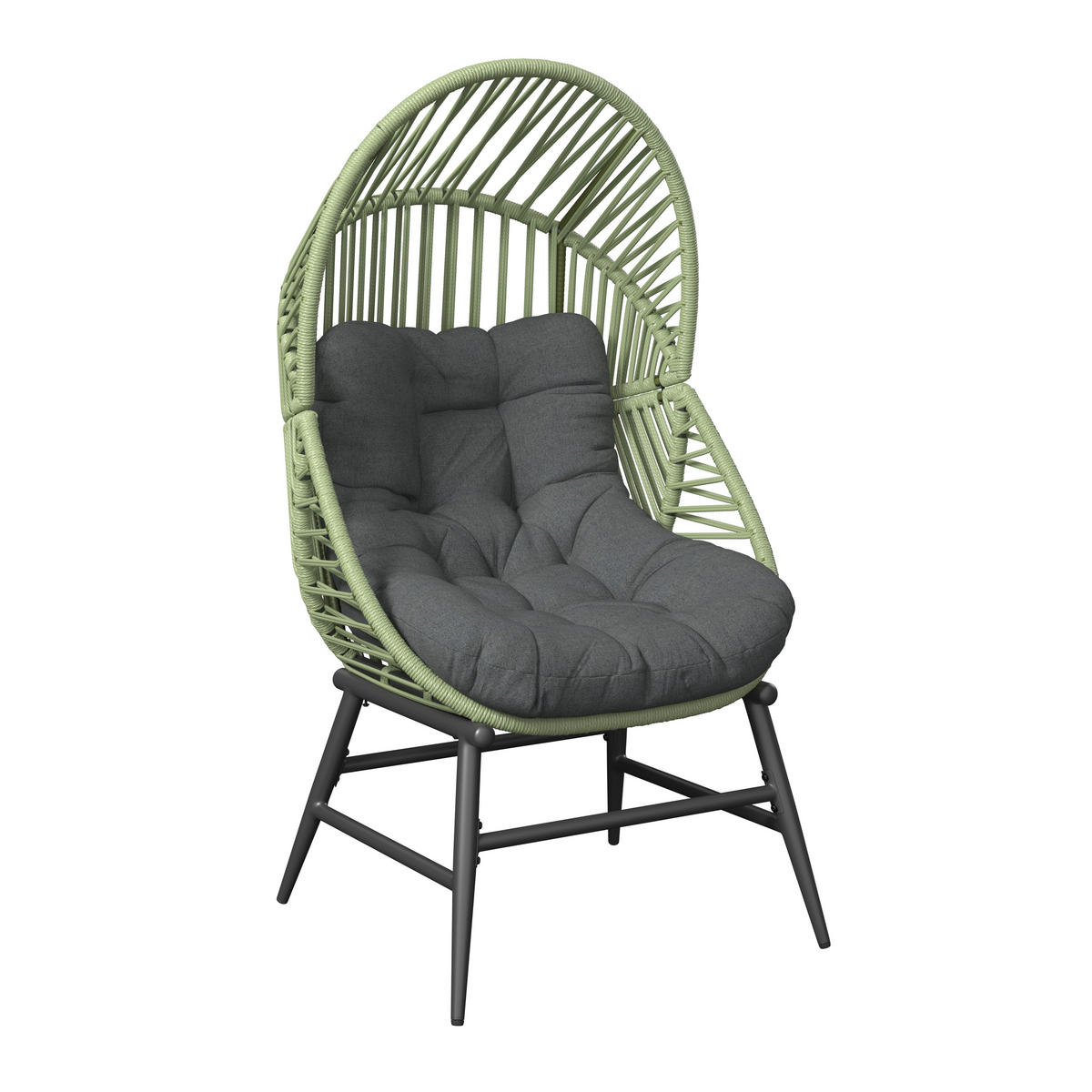 LOUNGESESSEL  - Anthrazit/Hellgrün, MODERN, Kunststoff/Textil (89/148,5/90cm) - Ambia Garden