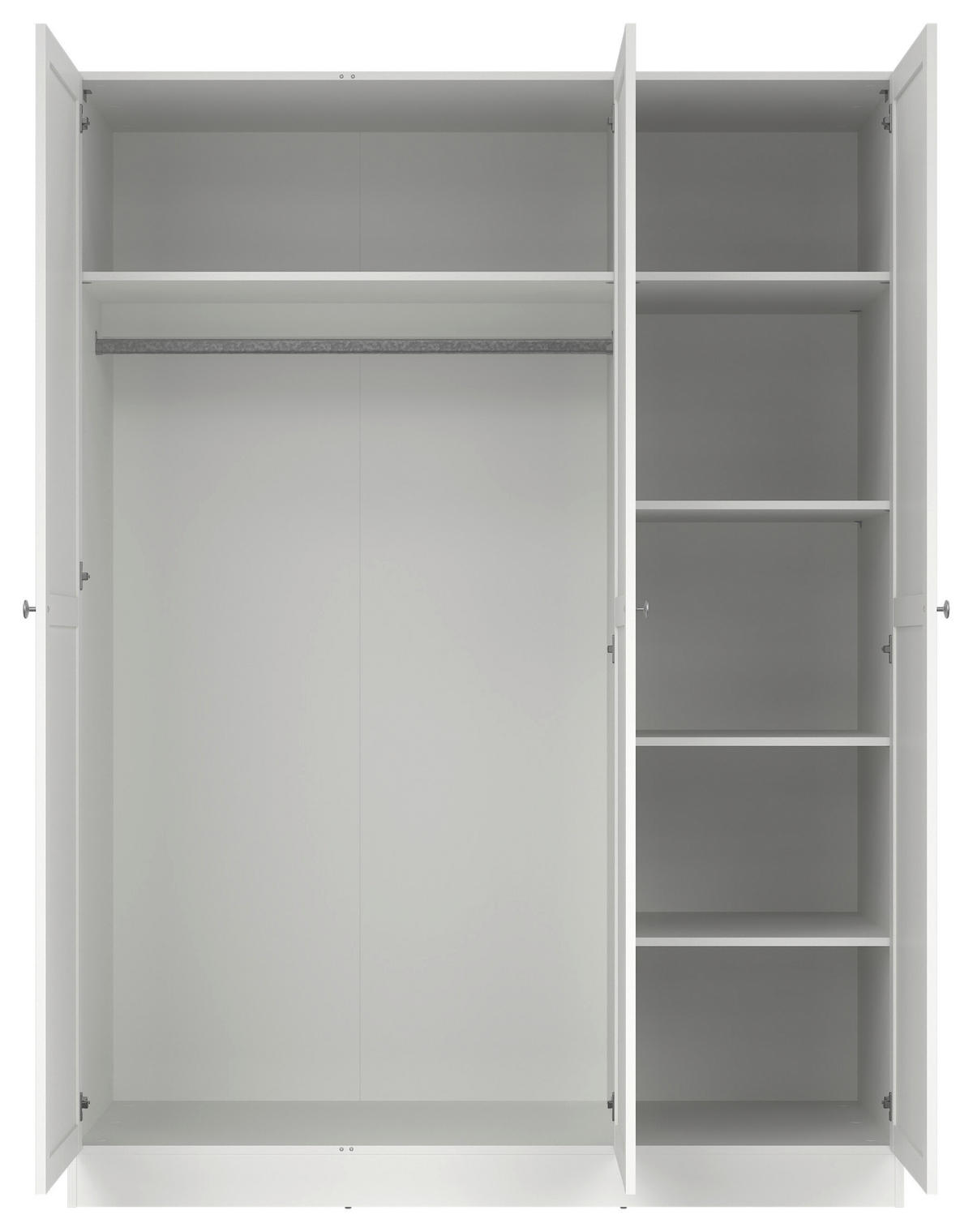 DREHTÜRENSCHRANK 147/200/61,7 cm 3-türig Weiß  - Silberfarben/Weiß, MODERN, Holzwerkstoff/Metall (147/200/61,7cm) - MID.YOU