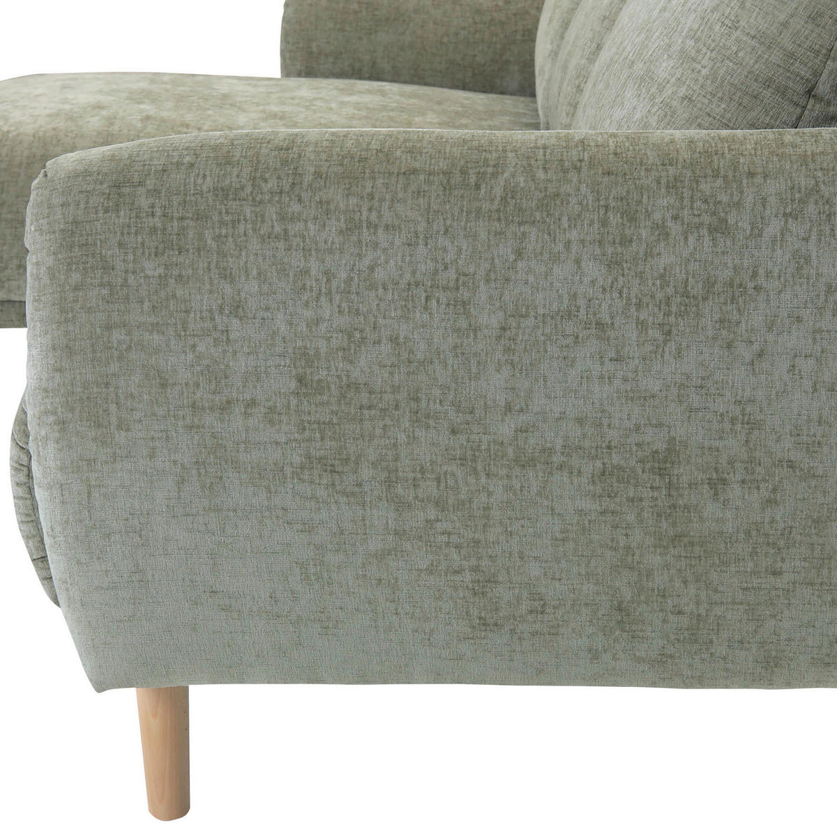 ECKSOFA Olivgrün Flachgewebe  - Buchefarben/Olivgrün, KONVENTIONELL, Holz/Textil (144/230cm) - Carryhome