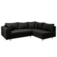 ECKSOFA Mikrofaser Schwarz  - Schwarz/Naturfarben, Design, Holz/Textil (231/161cm) - Livetastic