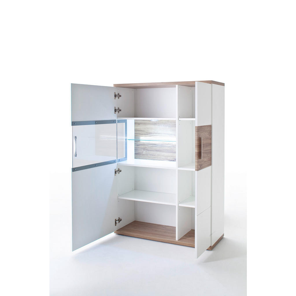 Thumbnail - Livetastic Highboard Colombo, Weiß, Eiche, Glas, Holzwerkstoff, 90x135x37 cm, Made in EU, Wohnzimmer, Kommoden & Sideboa...