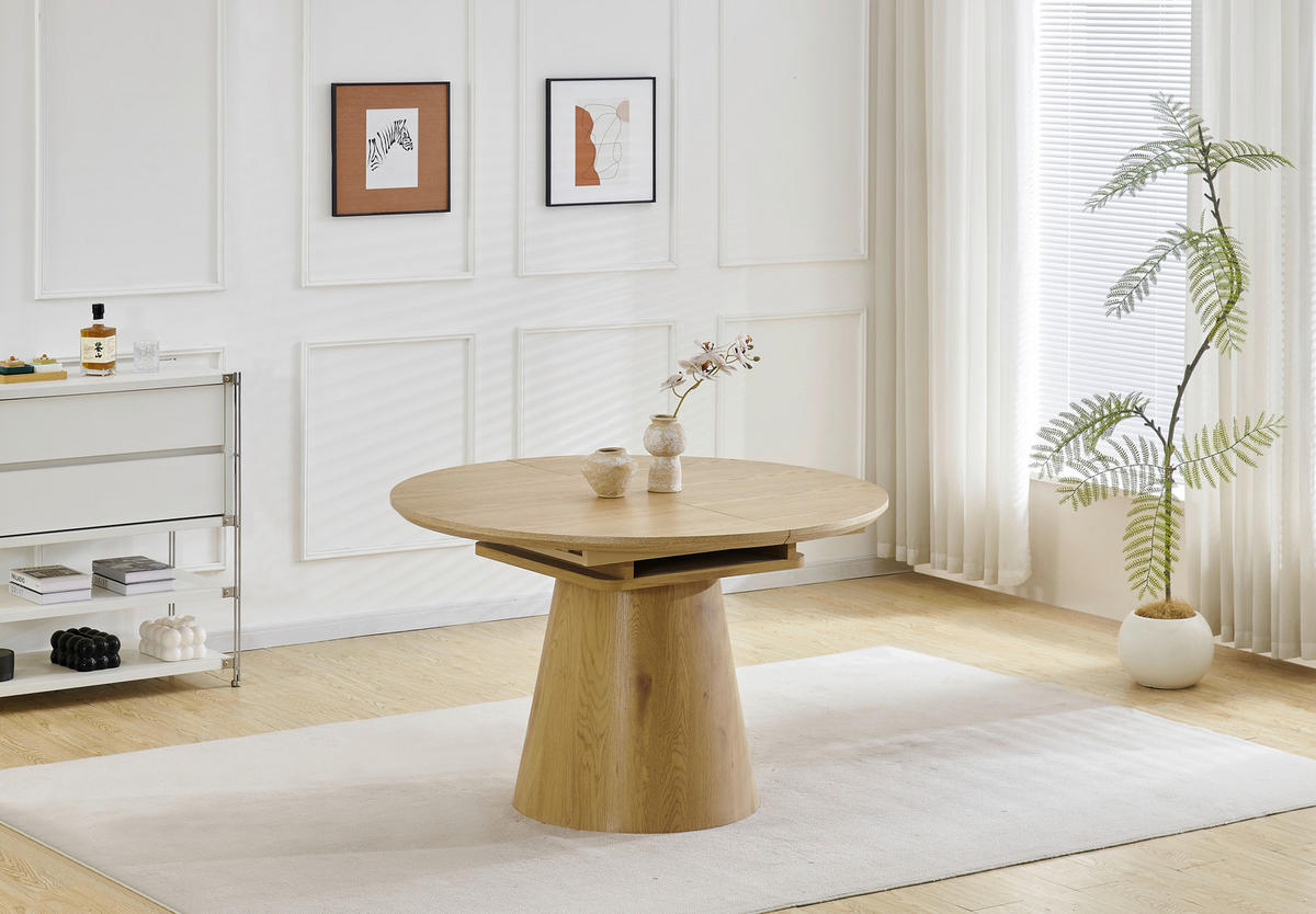 ESSTISCH 120-160/120/76 cm Echtholz, Nachbildung  Holz, Holzwerkstoff ausziehbar oval Eichefarben  - Eichefarben, MODERN, Holz/Holzwerkstoff (120-160/120/76cm) - P & B