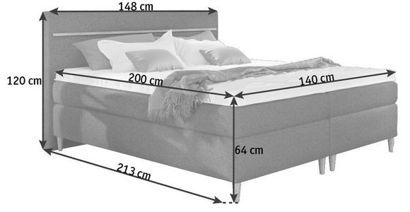 BOXSPRINGBETT Webstoff 140/200 cm INKL. Topper - Eichefarben/Beige, Design, Holz/Textil (140/200cm) - Linea Natura