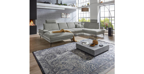 WOHNLANDSCHAFT in Webstoff Grau  - Schwarz/Grau, Design, Textil/Metall (180/344/208cm) - Dieter Knoll