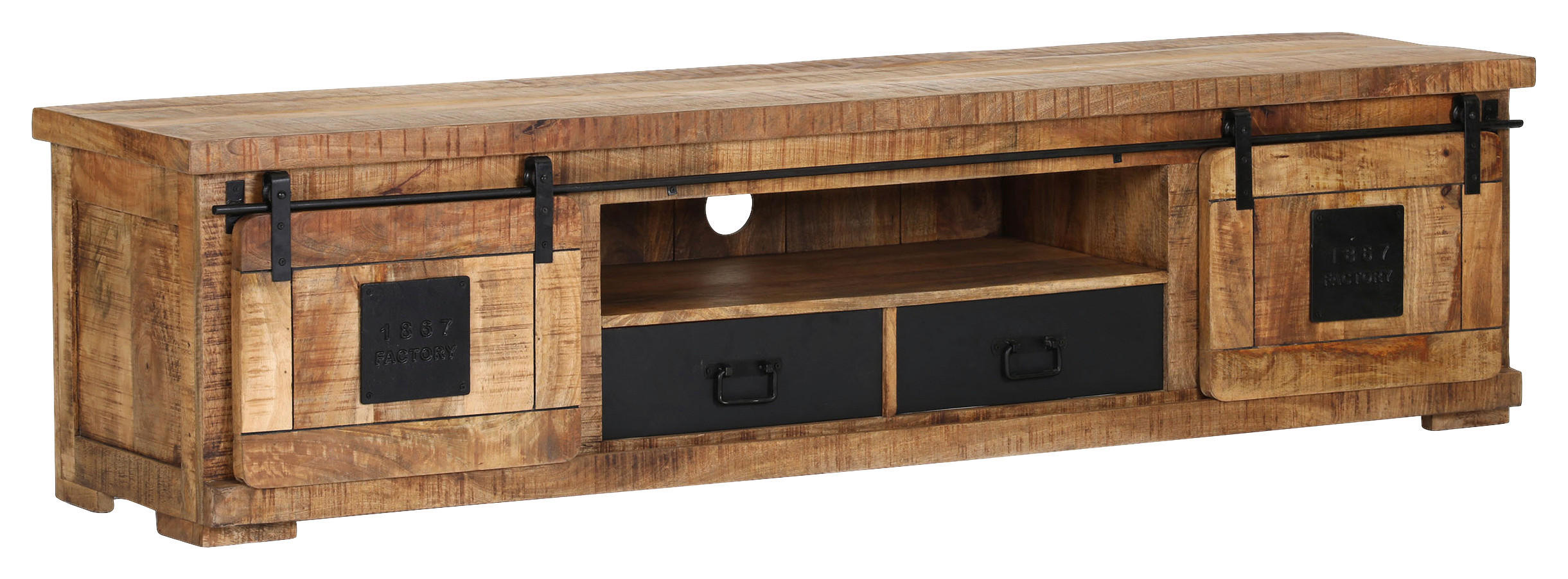 LOWBOARD  in 200/50/45 cm  - Schwarz/Braun, LIFESTYLE, Holz/Metall (200/50/45cm) - Landscape