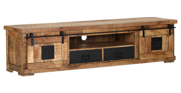 LOWBOARD  in 200/50/45 cm  - Schwarz/Braun, LIFESTYLE, Holz/Metall (200/50/45cm) - Landscape