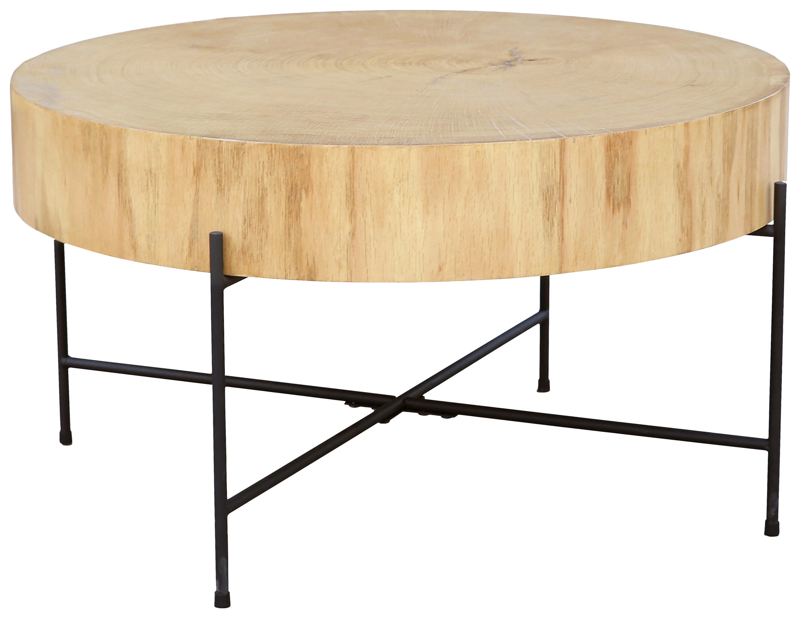 COUCHTISCH Eiche furniert 75/75/42 cm rund Naturfarben, Schwarz  - Schwarz/Naturfarben, Natur, Holz/Holzwerkstoff (75/75/42cm) - Waldwelt