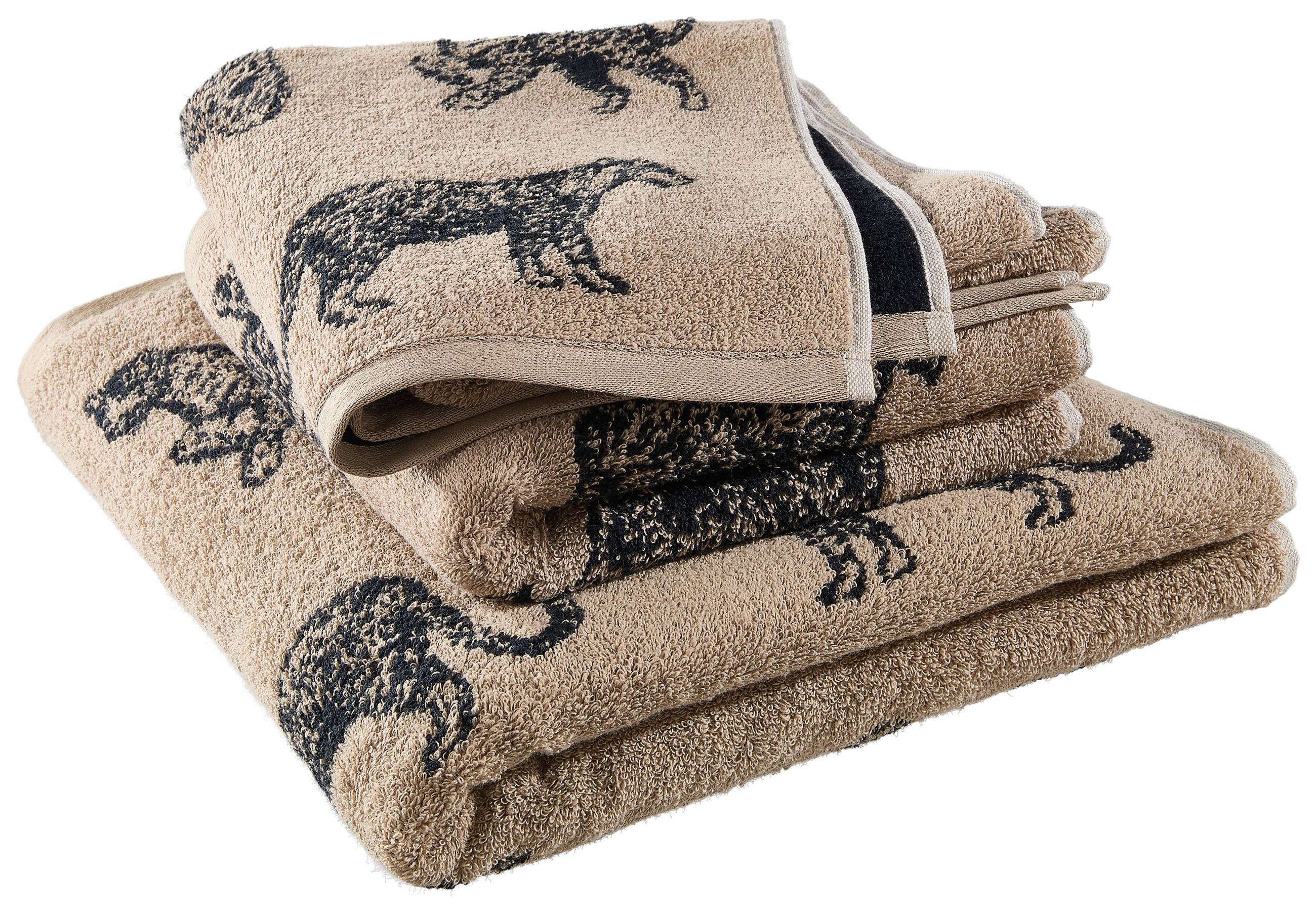 DUSCHTUCH 70/140 cm  - Beige/Schwarz, Trend, Textil (70/140cm) - Dieter Knoll