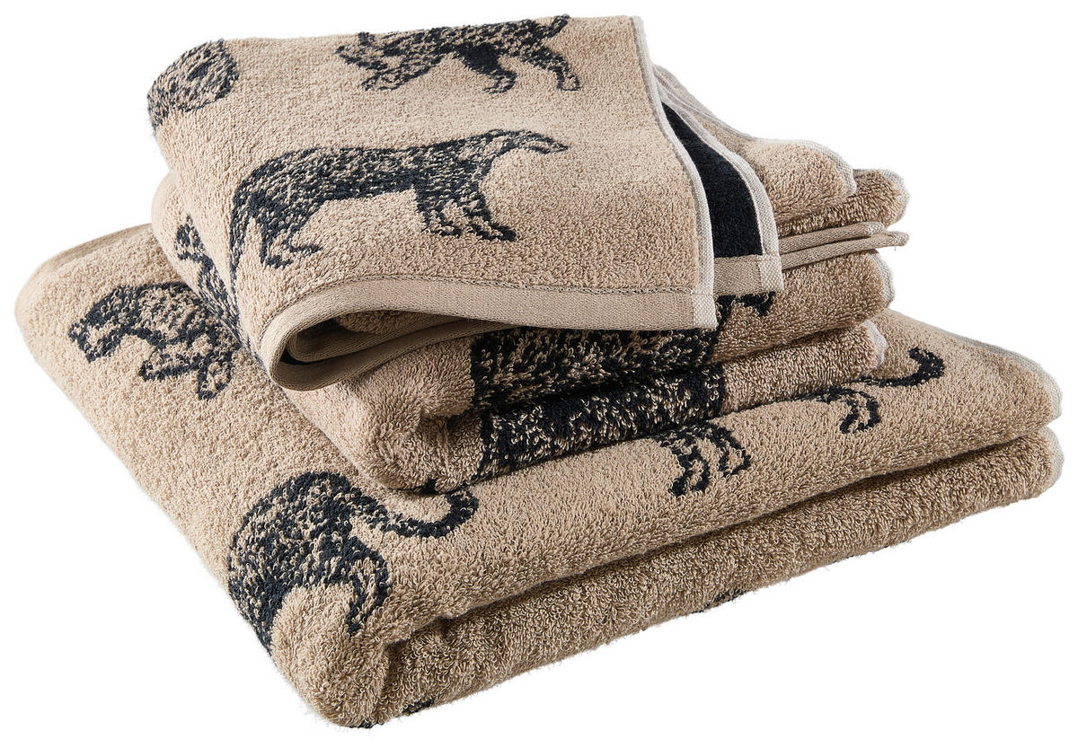 DUSCHTUCH 70/140 cm  - Beige/Schwarz, Trend, Textil (70/140cm) - Dieter Knoll