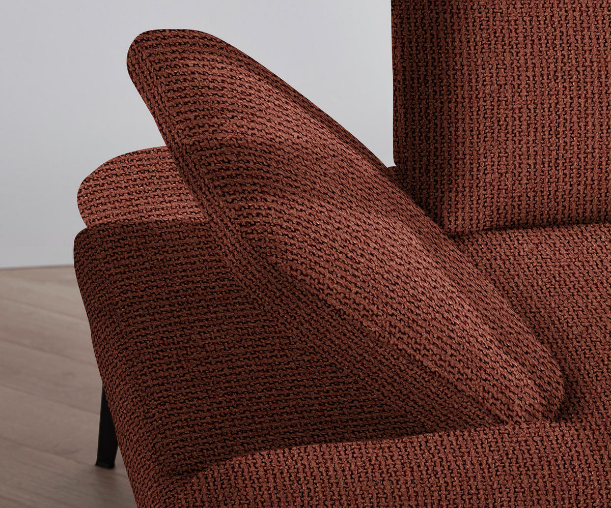 ECKSOFA Rostfarben Webstoff  - Rostfarben/Schwarz, Design, Textil/Metall (289/180cm) - Stylife
