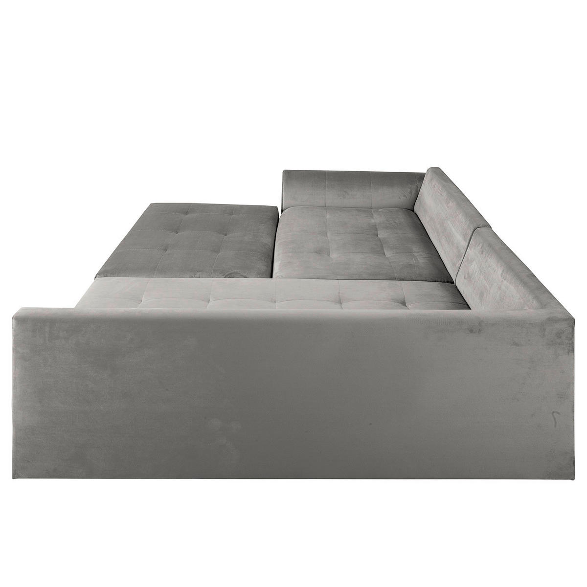 ECKSOFA inkl. Hocker Ariella Grau Samt Rückenkissen, Hocker  - Naturfarben/Grau, Design, Holz/Textil (231/161cm) - Livetastic