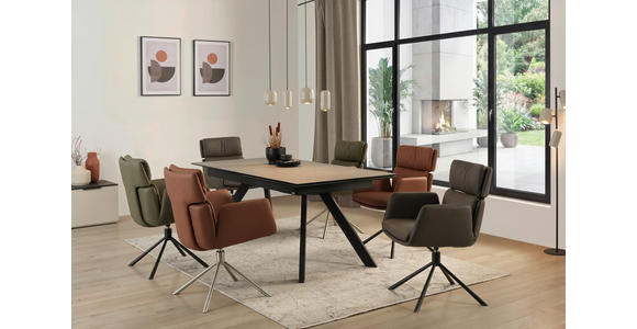 ESSTISCH in Metall, Glas, Keramik 180-260/95/76 cm  - Schwarz/Grau, Design, Glas/Keramik (180-260/95/76cm) - Novel