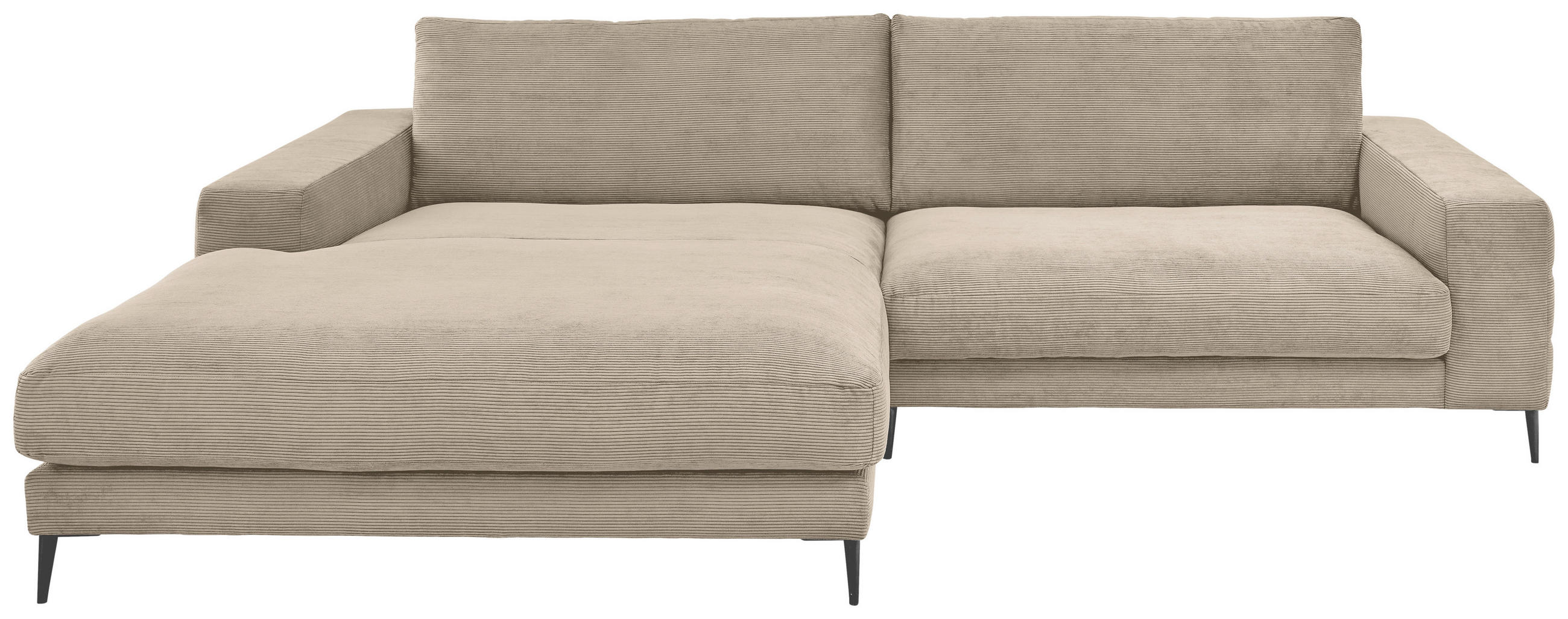 ECKSOFA Sandfarben Feincord  - Sandfarben/Schwarz, Design, Textil/Metall (207/293cm) - Dieter Knoll
