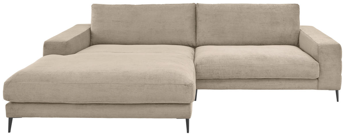 ECKSOFA in Feincord Sandfarben  207/293 cm  - Sandfarben/Schwarz, Design, Textil/Metall (207/293cm) - Dieter Knoll