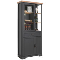 Vitrină, stejar Artisan  - grafit/stejar Artisan, Romantik / Landhaus, sticlă/metal (93/204/42cm) - Landscape