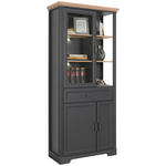 VITRINE  in Eiche Artisan  - Graphitfarben/Eiche Artisan, ROMANTIK / LANDHAUS, Glas/Holzwerkstoff (93/204/42cm) - Hom`in