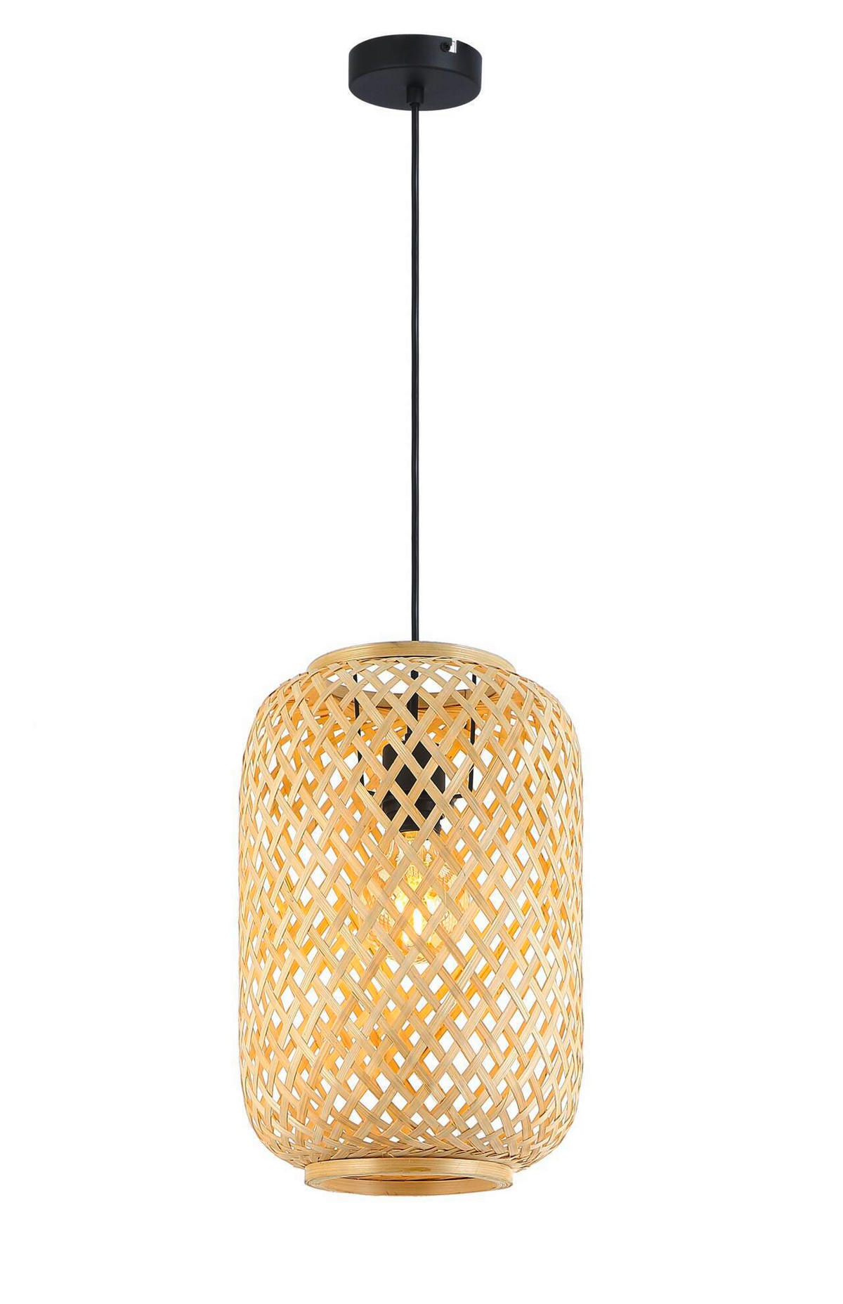 HÄNGELEUCHTE 25/120 cm    - Schwarz/Naturfarben, Trend, Naturmaterialien/Metall (25/120cm) - Novel