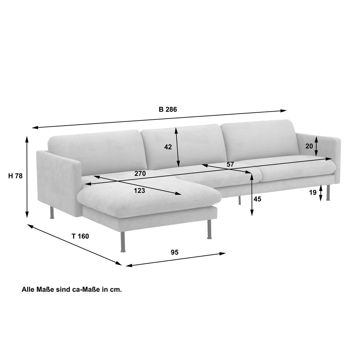 ECKSOFA in Flachgewebe Beige  - Beige/Schwarz, Modern, Textil/Metall (286/78/160cm) - Max Winzer