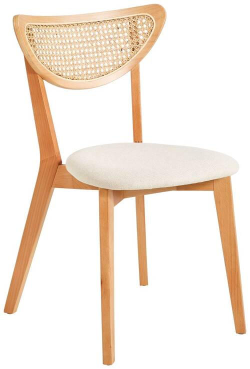 STUHL Webstoff Naturfarben, Weiß Bambus, Buche furniert, Sperrholz  - Naturfarben/Weiß, Trend, Holz/Textil (54,8/81,3/46,8cm) - Livetastic