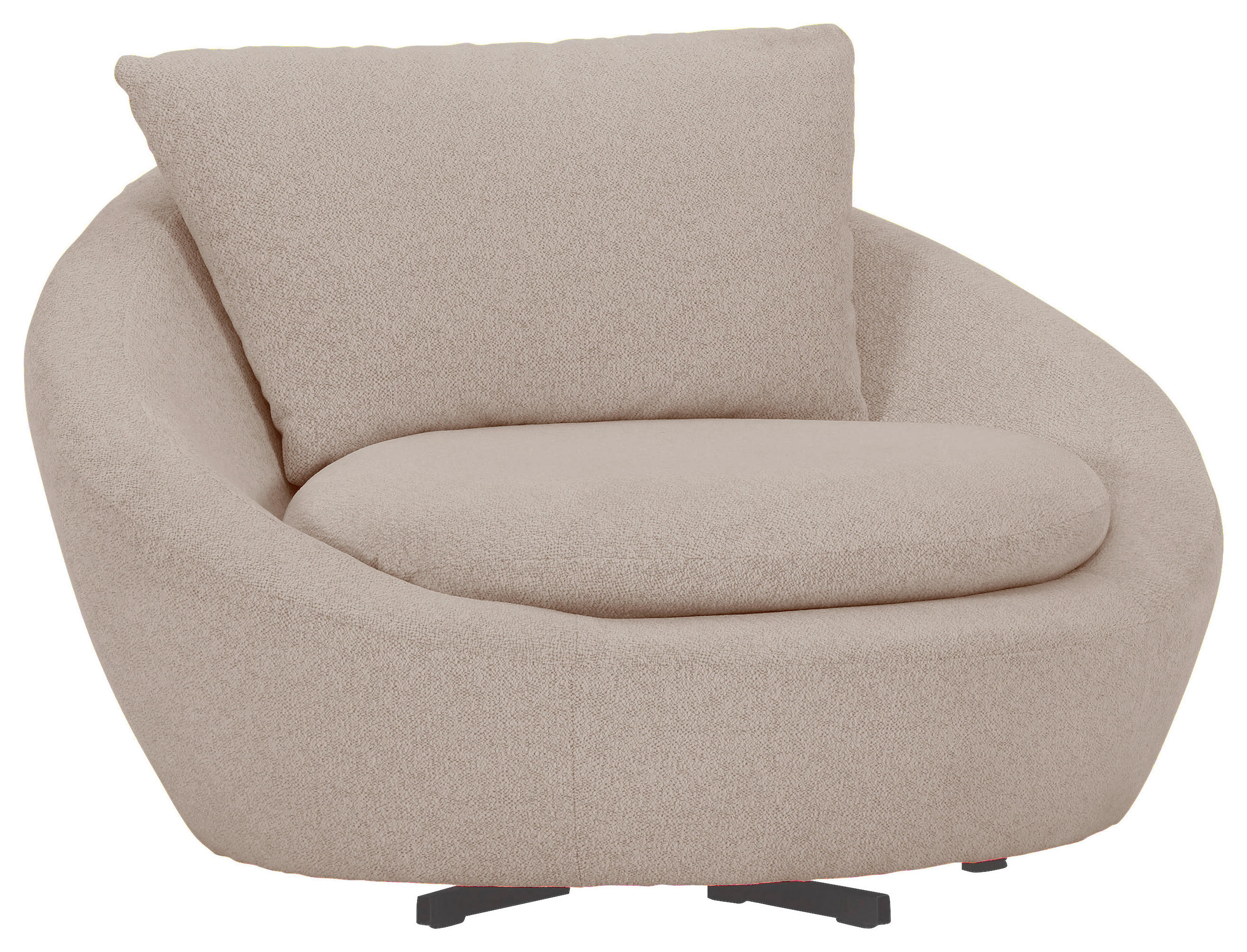 SESSEL in Flachgewebe Hellbraun  - Hellbraun/Schwarz, Design, Textil/Metall (130/78/112cm) - Lomoco